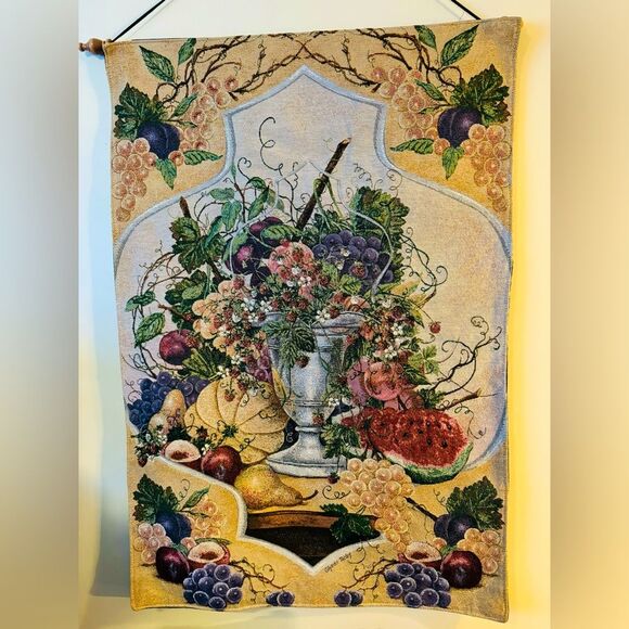 Vintage Glynda Turley Tapestry Fruit Hanging 37.5x25.5 - Picture 1 of 7